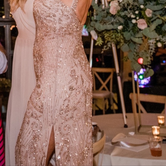 Brand new Aidan Mattox beaded V-NOTCH sleeveless long gown - Picture 8 of 17